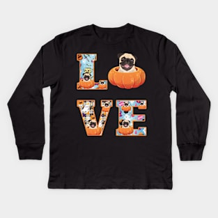 Cute Dog Pumpkin Halloween Costume Kids Long Sleeve T-Shirt